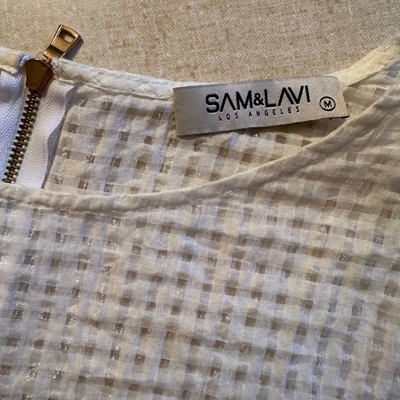 Sam and Lavi Ivory Honeycomb Check Shimmery Blouse Size M - Picture 7 of 8